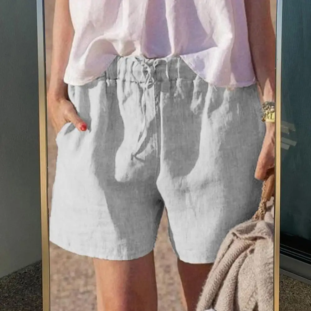 

Pocket Women Shorts Casual Solid Color Shorts for Women Soft Breathable Women's Summer Shorts with Drawstring Elastic Waist