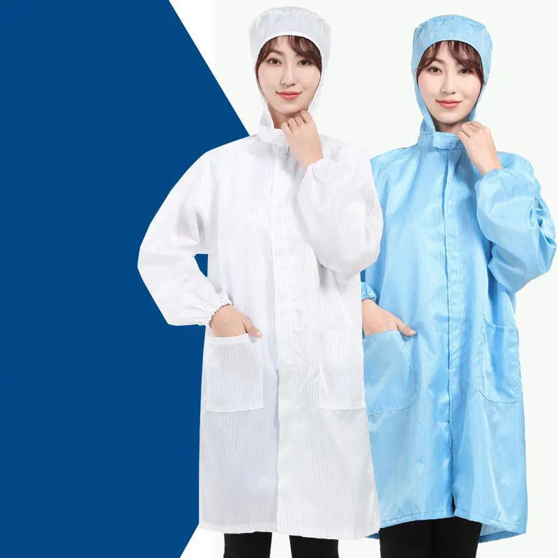 White Blue Anti Static Coverall Clean Room Suit Dust Work Clothes One-Piece Protective Suit Chemical Spray Paint Factory Uniform