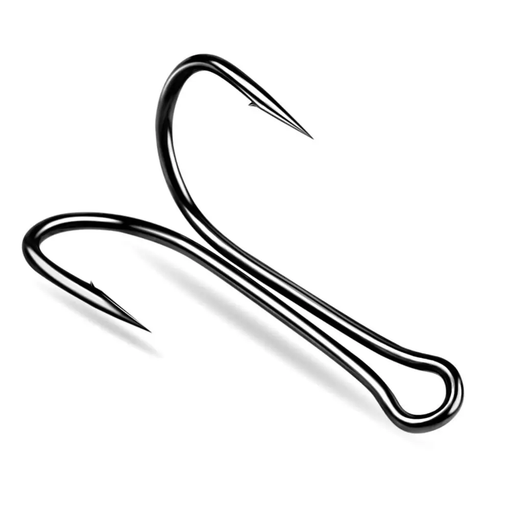 100 Hameçons Doubles Pêche – Acier Haute Teneur En Carbone – Barbelés – Pour Grenouille