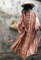 Women's Beach Cover Ups Open Front Tie Dye Maxi Cardigan Kimono Swimsuit with Belts - Image 3