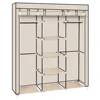 69" Portable Clothes Closet Non-Woven Fabric Wardrobe Double Rod Storage Organizer Beige 5