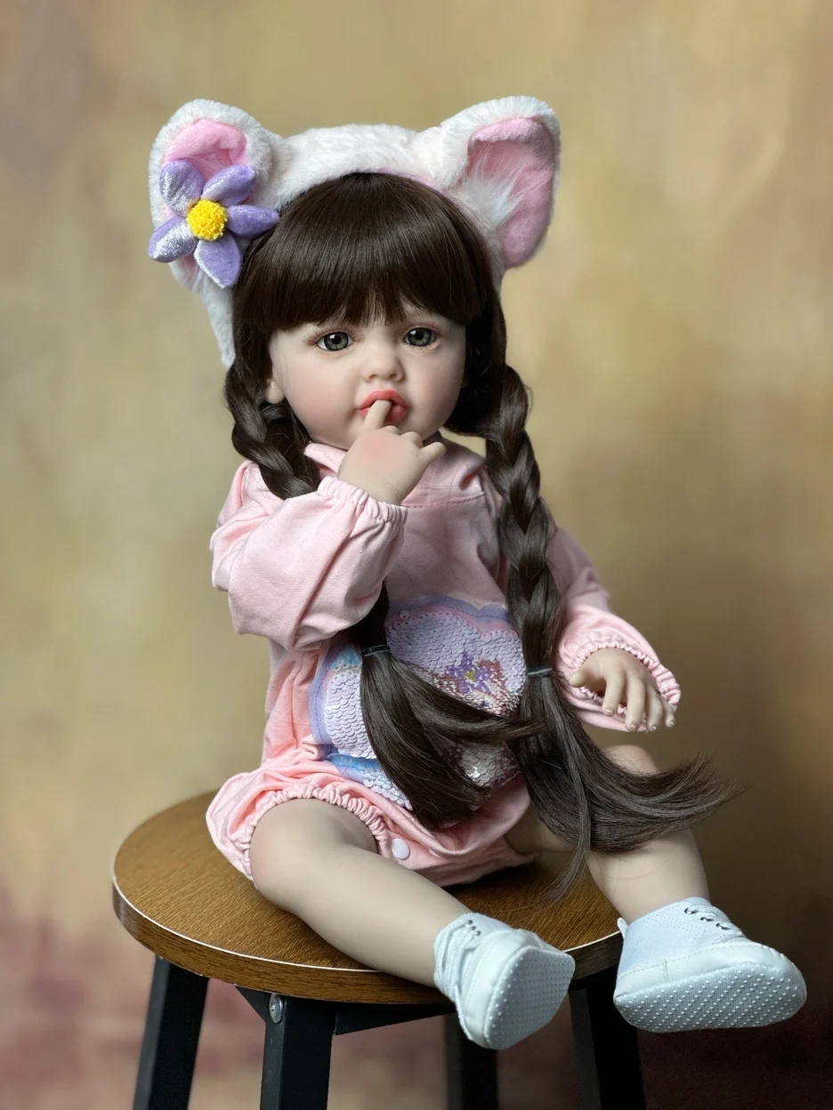 55cm 22 Boneca Reborn Realista - Corpo de silicone macio, princesa de  cabelo longo, presente de aniversário perfeito para crianças! , Presentes  de Natal/Halloween Halloween/Dia de Ação de Graças/presente de Natal 