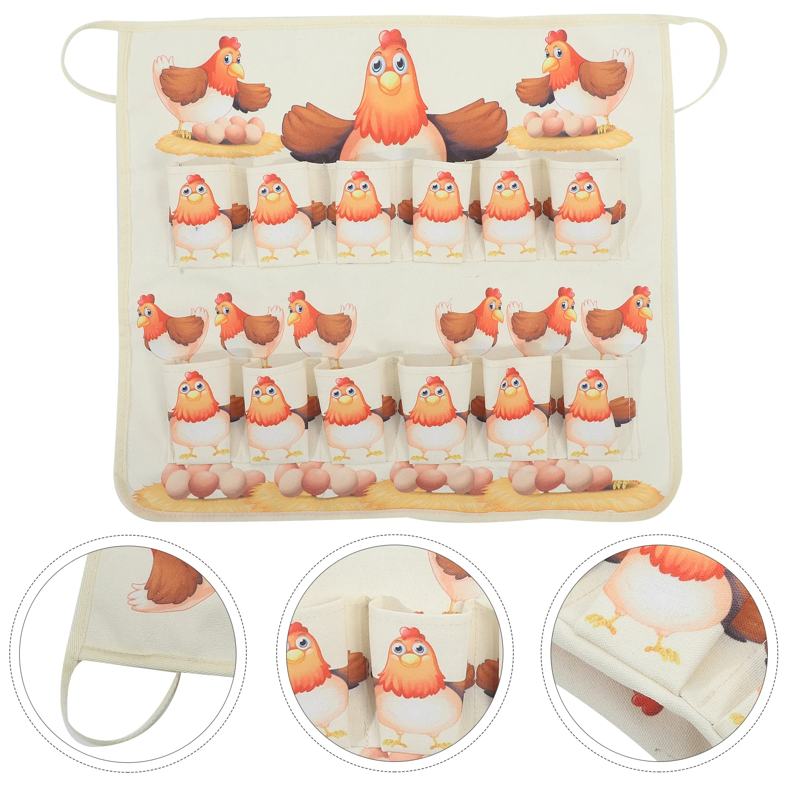 

Egg Picking Apron Collecting Holder Multiple Pockets Chicken Cotton Linen Eggs Gathering