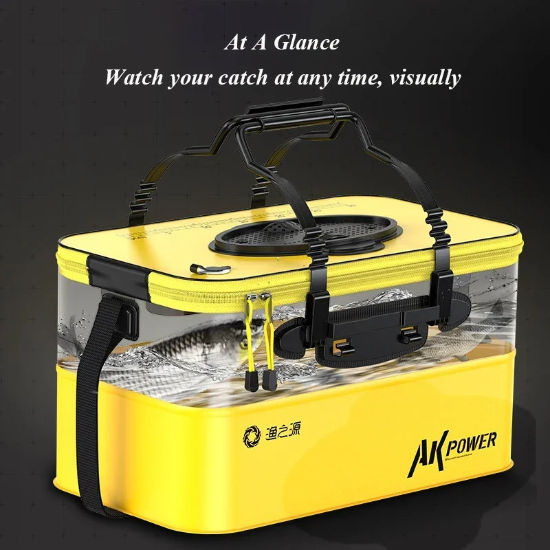 Thickened Fishing Bucket with Oxygen Pump Large Capacity Live Bait Transparent Fish Bucket Aeration Hole Fishing Tool