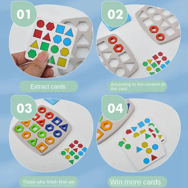 Children Matching Puzzle Toys Colors Geometric Shape Jigsaw Board Games Early Educational Interaction Toys for Kids Battle Games 4