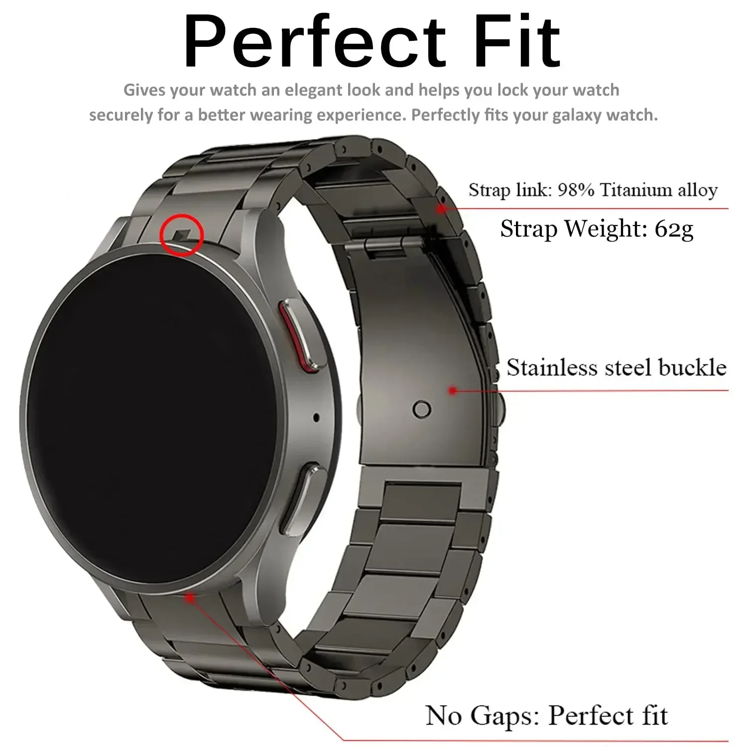 Seamless Titanium Metal Watch Strap Bracelet