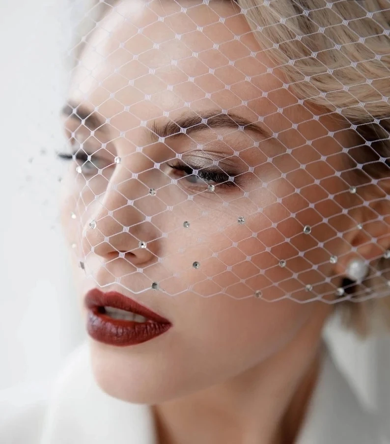 NZUK Bridal Birdcage Veil Wedding Party Face Veil Elegant Face Wedding for Woman Blusher Veils Fascinators Hair Accesories