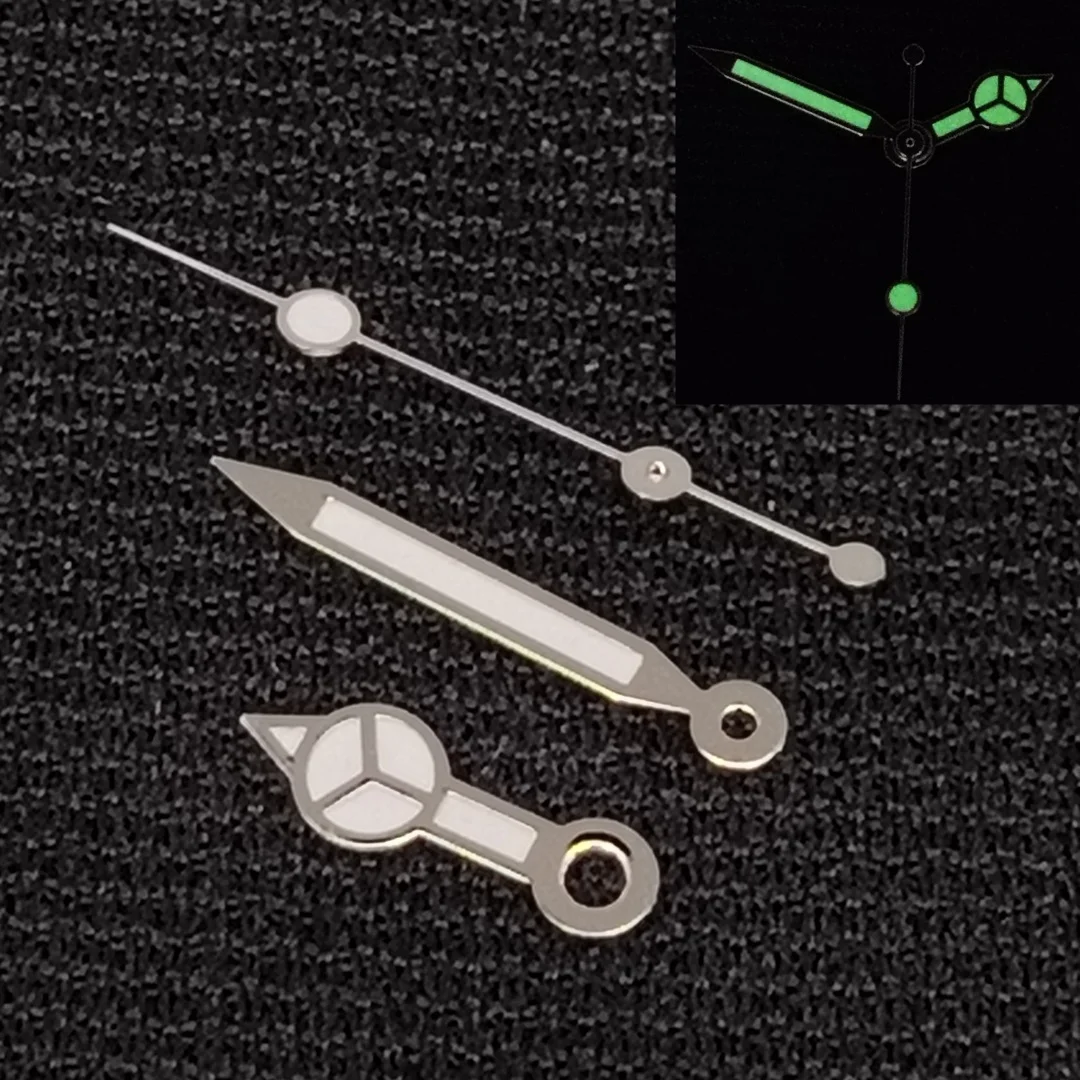 Watch Hands Silvery Watch Pointer with Green Luminous Hands Men's Replacement Parts for Miyoda 2115 Quartz Movement
