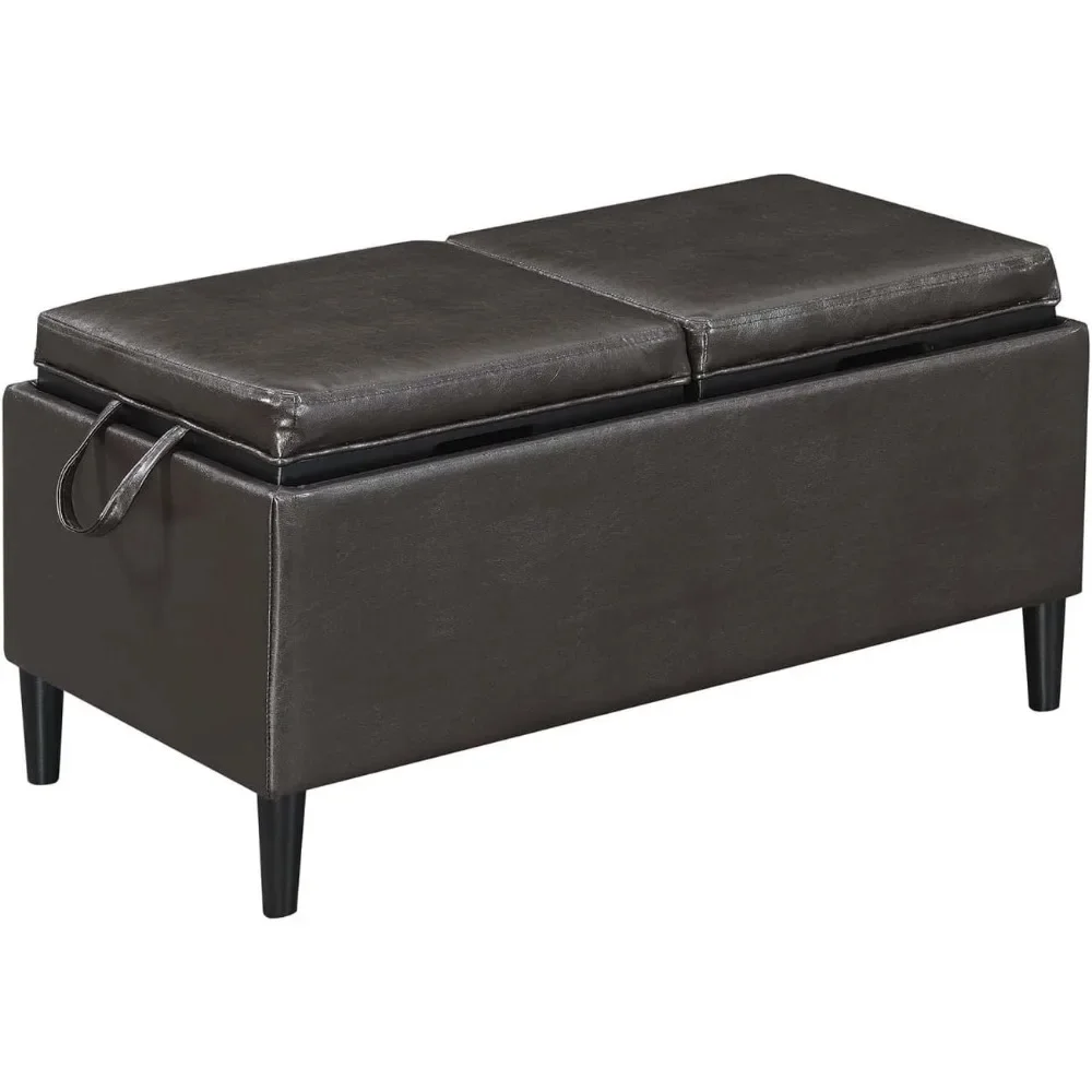 

Storage Ottoman With Reversible Trays Furnitures Espresso Faux Leather Hallway Pouf Salon Restapies Living Room Furniture Mobile