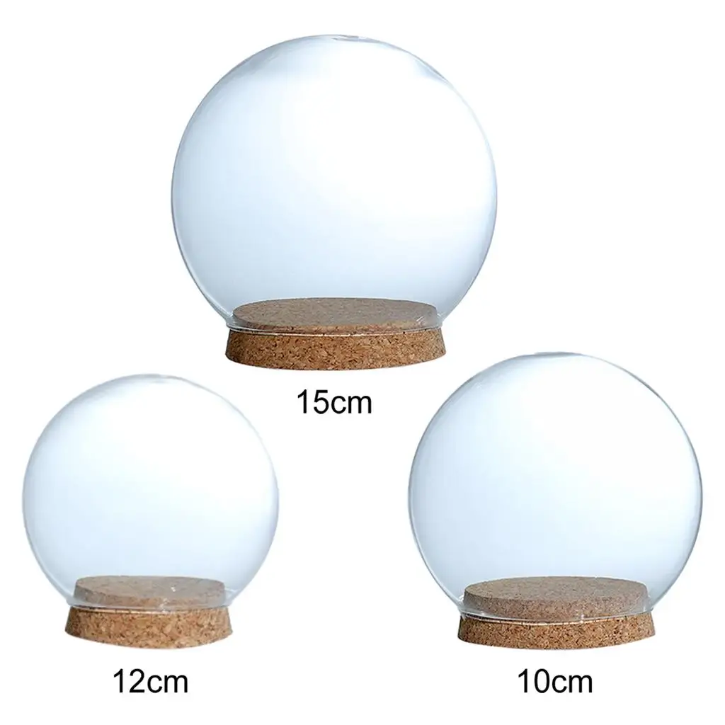 Clear Decorative Glass Dome Flower Preservation Vase Cloche Bell Jar with Wood Base Plant Ornament Miniature Dollhouse 12cm glass display dome