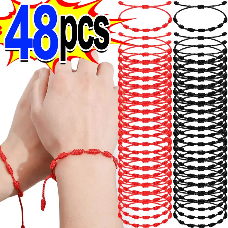 Pulsera De Cuerda Roja De La Suerte Para Hombre Y Mujer, Brazalete