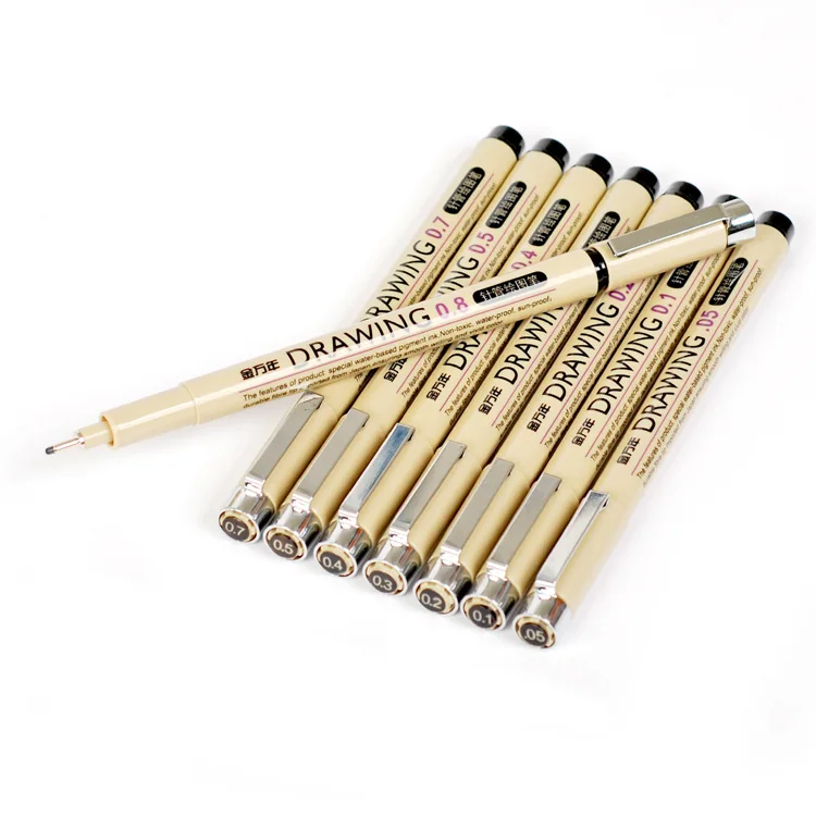 Pen marker 1/3Pcs pigment liner pigma micron ink marker pen 0.05 0.1 0.2 0.3 0.4 0.5 0.7 0.8 different tip black fineliner sketching pen