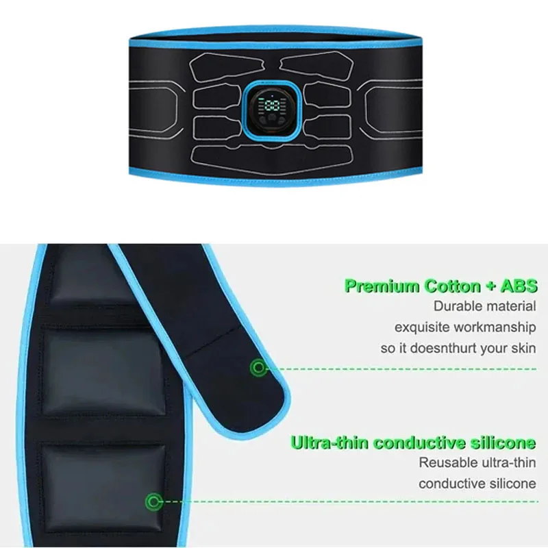 Waist Abdominal Massager Massage Belt Muscle Toner Abdominal Toning Belts USB Recharge Home Gym Fitness Massage Equiment