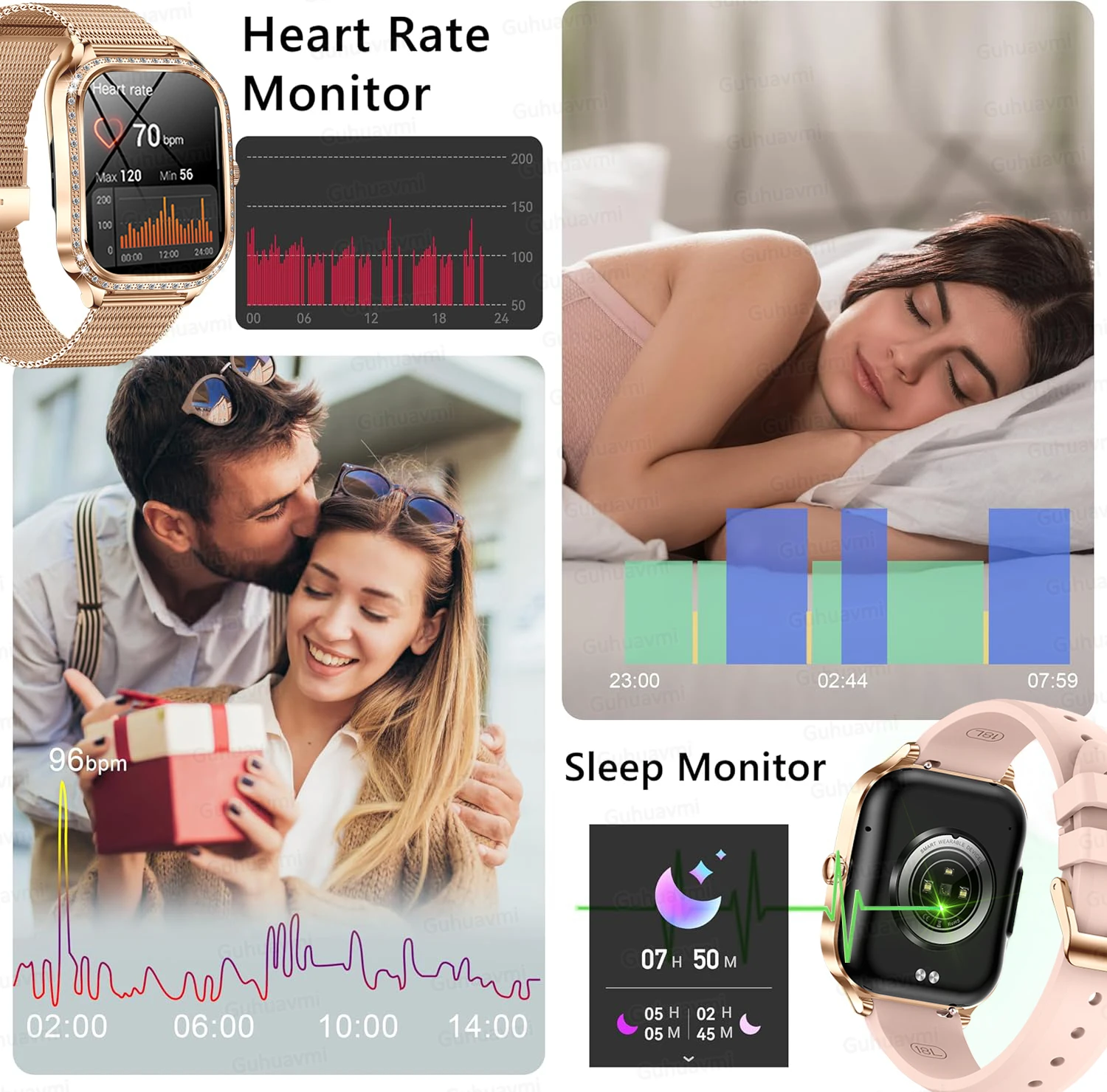 2025 New GPS Track Smart Watch Ladies 466*466 HD Screen Heart Rate Blood Pressure BT Call Smartwatches Women For Android IOS 5