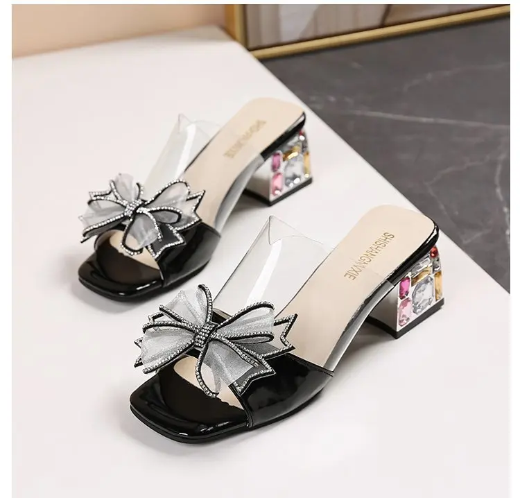 PVC Şeffaf Ilmek Slaytlar Moda Köpüklü Taklidi Peep Toe Tasarımcı Yaz Kadın Zarif Kaymaz Parti Ayakkabı_voghion.com