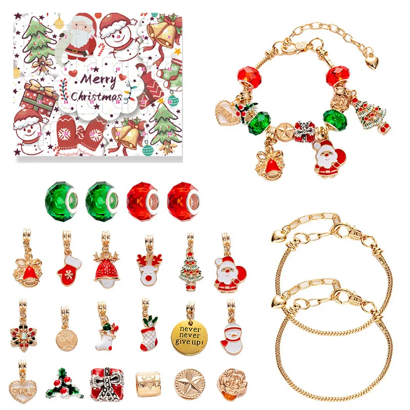 

Advent Calendar 2023 Bracelets for Girls with 24 Days Christmas Countdown Calendar 24pcs DIY Charm Jewelry Making Kit Gift