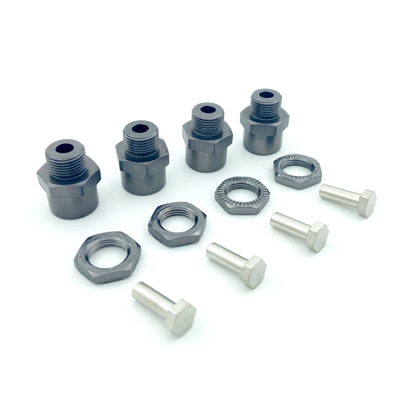 4PCS 알루미늄 합금 16 진수 어댑터 12mm  17mm 휠 16 진수 허브 어댑터 확장 변환 너트 1/10 RC 자동차 업그레이드 1/8 타이어