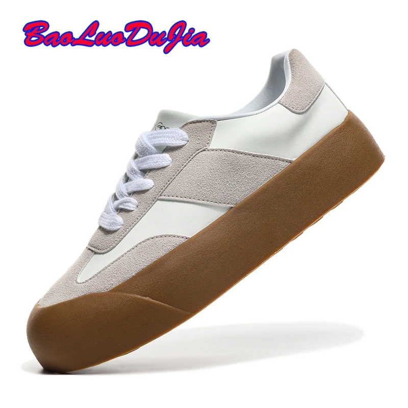 Women's Casual Sneakers shoes Women Genuine leather outdoor Leisure casual shoes Men Lace up shoes Thick Bottom shoes