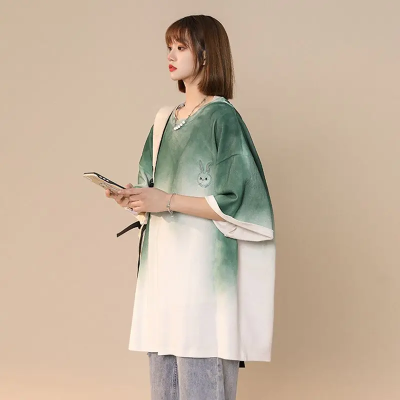 

Young Style Streetwear Casual T-Shirts Thin Summer Loose Pullovers Tie Dye Neutral Short Sleeve Round Neck Women's Clothing 2023