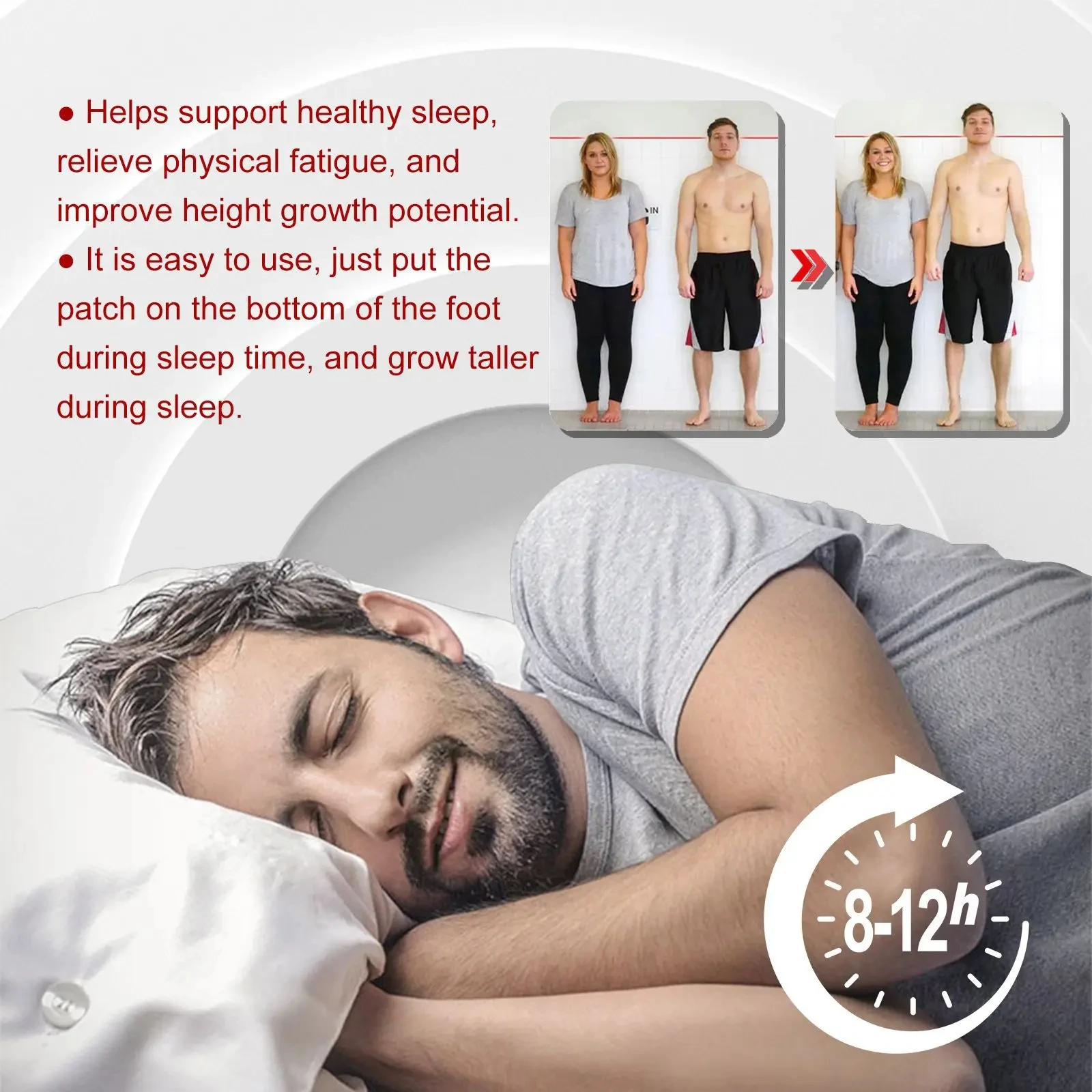 Grow Taller Foot Patches Height Growth Hormone Enhancer Plaster Vitamin D Supplements Bone Strength Calcium for Teenager Adults