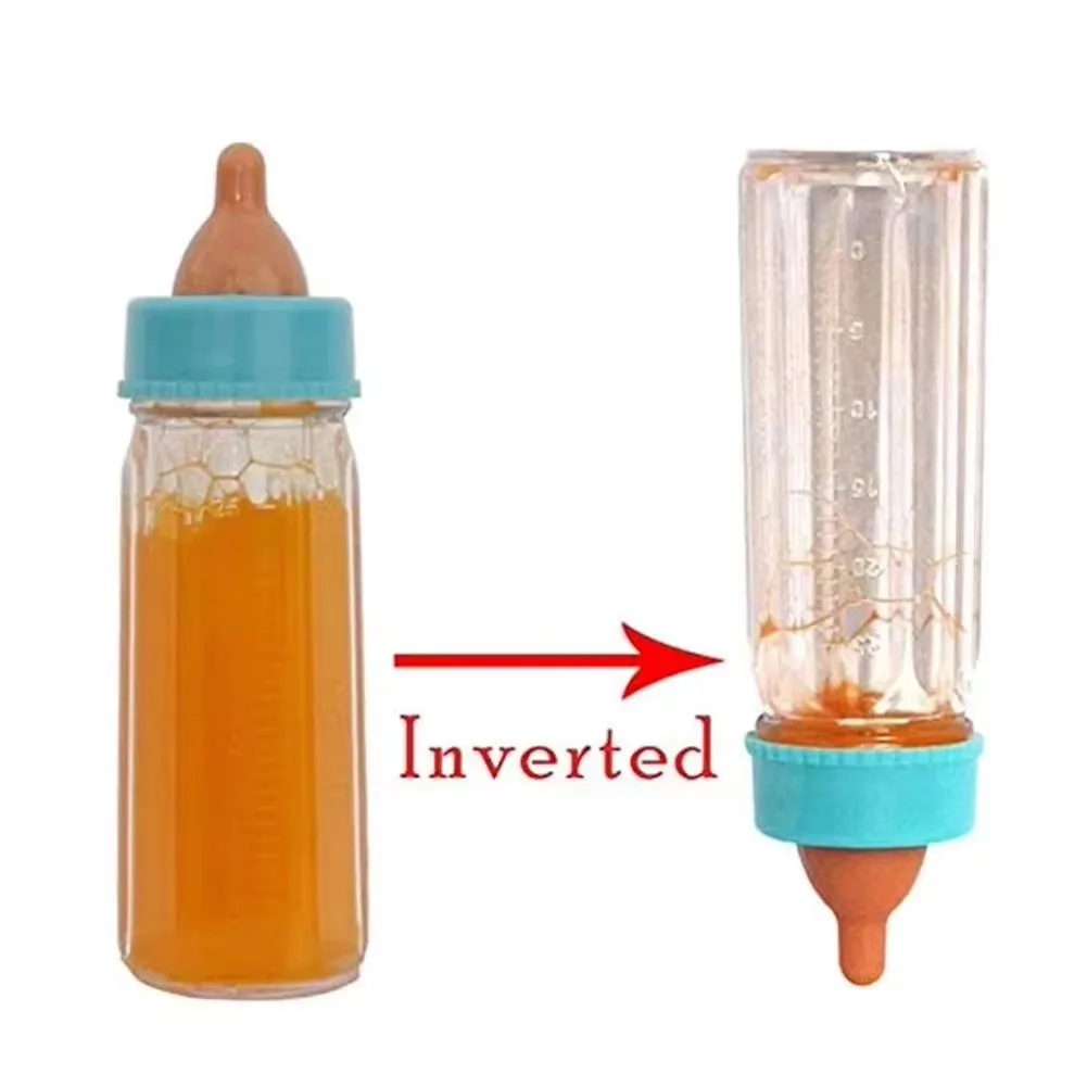 Baby Doll Accessories Set 7Pcs Feeding Caring Set Disappearing Bottles Pacifier Diapers Bibs Doll Milk Bottles Pretend Play Gift - 3