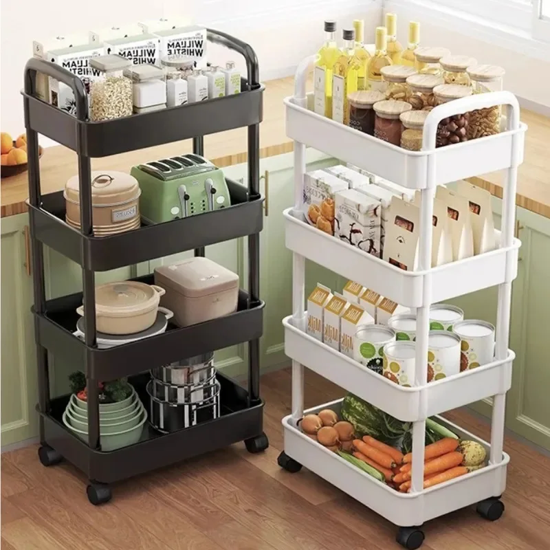 Scb244aa97e51447d9c409fb43442aea3H küchexyz.de Best Price | Fast Delivery |Quality Product Kitchen Multi-functional Storage Rack, Mobile Trolley, Floor-standing Multi-layer Storage Rack, Snacks, Fruits and Vegetables