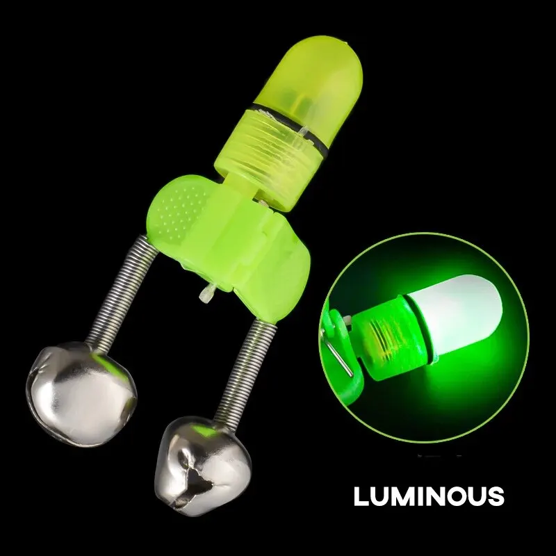 6 cloches de pêche luminescentes pour détection nocturne - alarme double anneau pour pêche de nuit