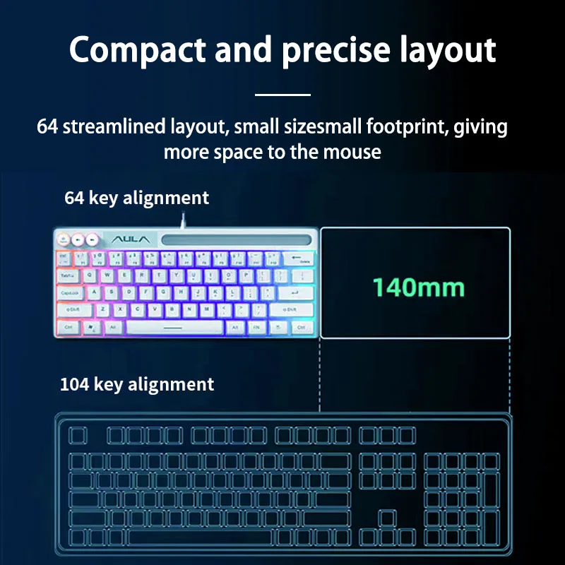Mechanical Keyboard AULA F3061 61 Keys Wired Mini RGB Backlight for Desktop Laptop Game