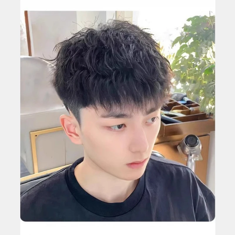 Postiche de cheveux humains pour hommes, 16x1 8CM /18X20CM, respirante et naturelle pour porter rapidement, système de remplacement de toupet pour hommes