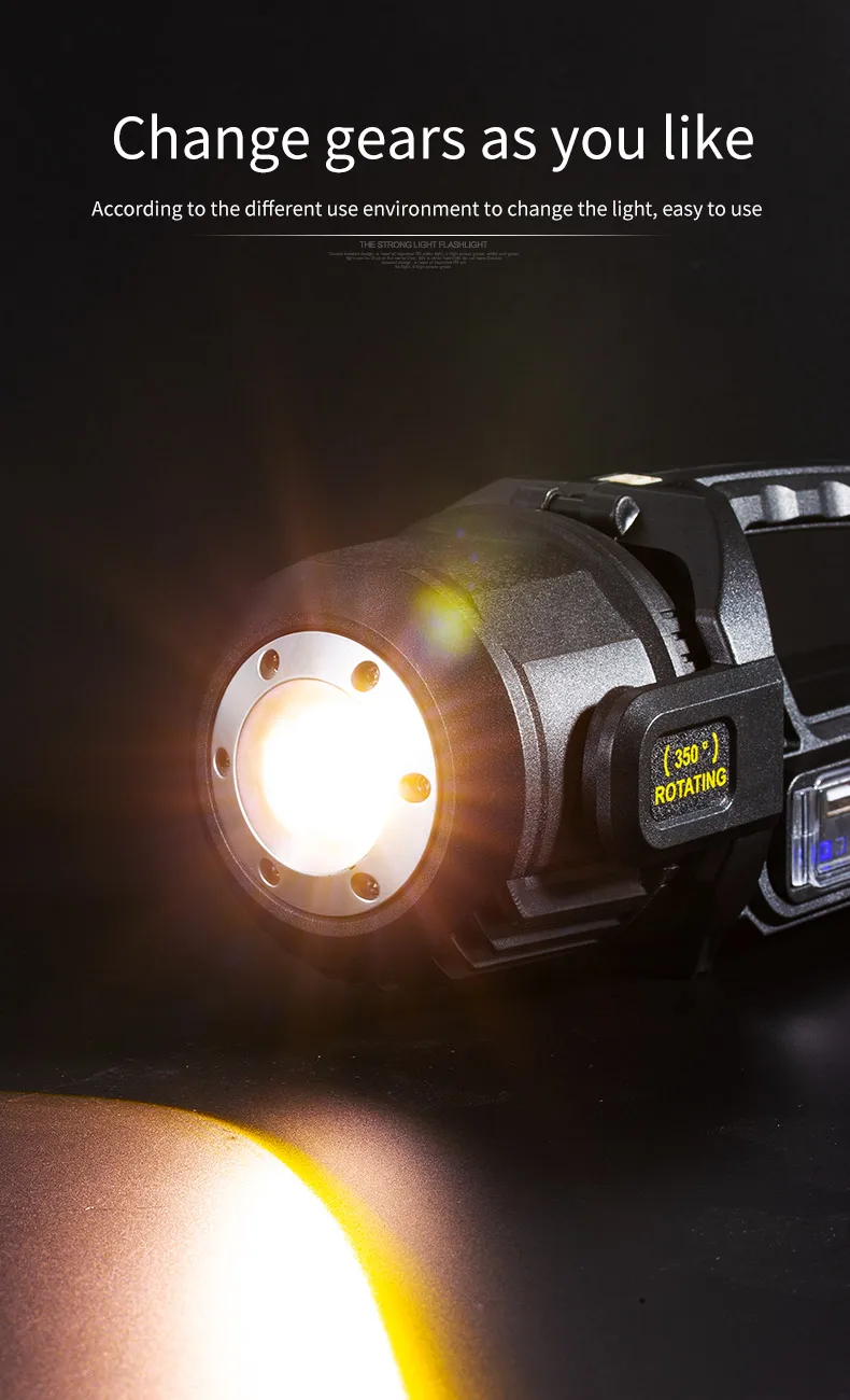 P50 Solar Charging Portable Powerful LED Flashlight Handheld Searchlight USB Rechargeable Spotlight Waterproof Torch Light