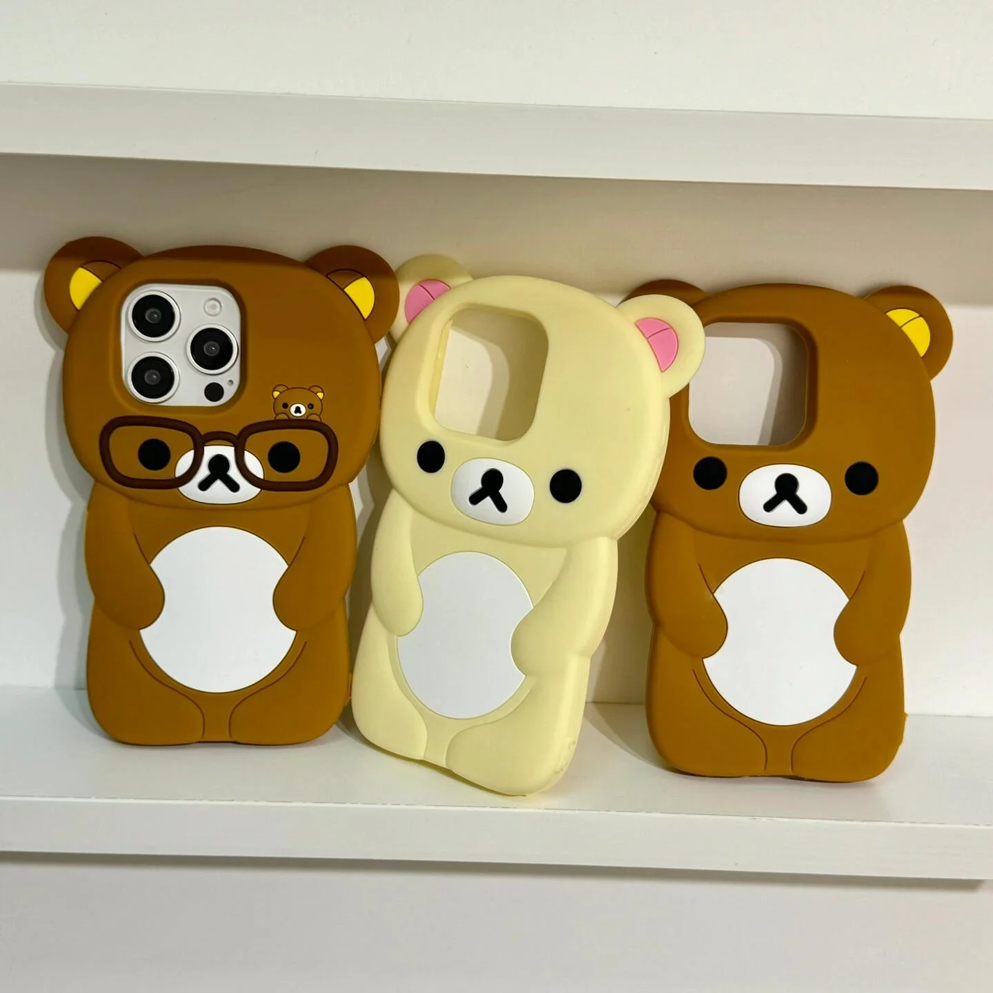 Rilakkuma Glasses 3D Cartoon Bear Silicone Phone Case