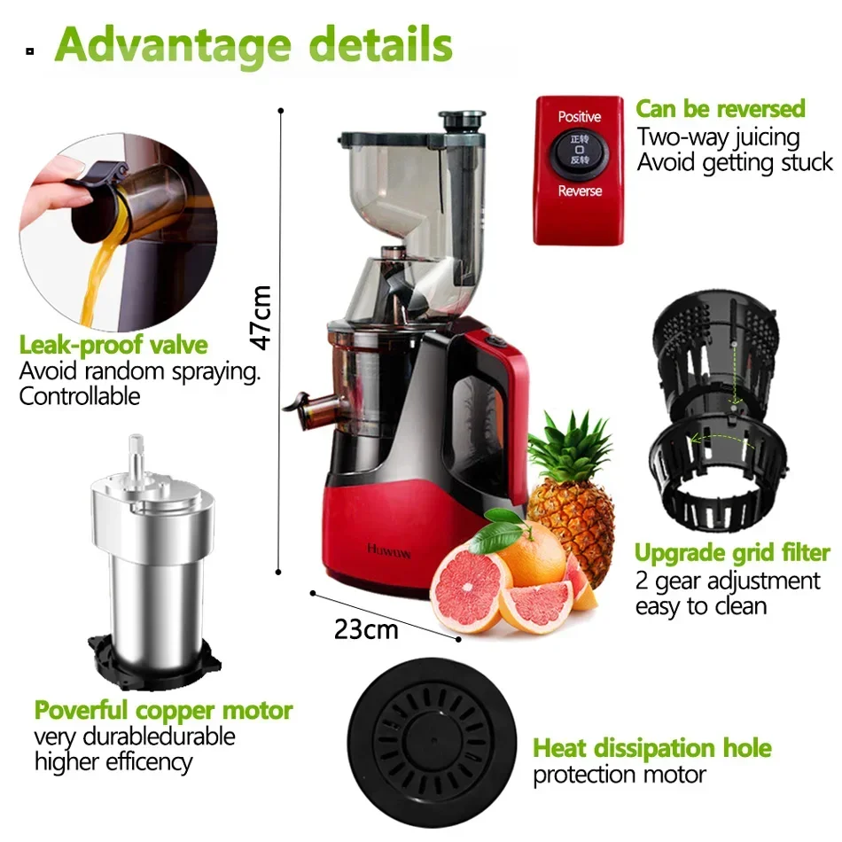 Huwow Wholesale Drinkware Juicer Table 3c Tritan Material Stirring Manual Juicers Blenders Easy To Clean Low Speed Antioxidant 4
