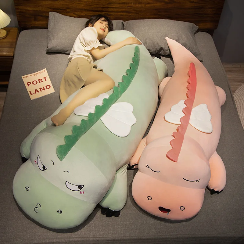Peluche Dinosaurio Gigante De 80 Cm – Cojín Lumbar Y De Cuerpo En Forma De Dino Verde, Regalo Para Niños Y Niñas En Navidad Y Halloween