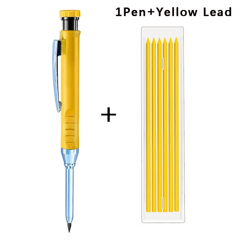 6-Color Deep Hole Woodworking Mechanical Pencils with Built-in Sharpener