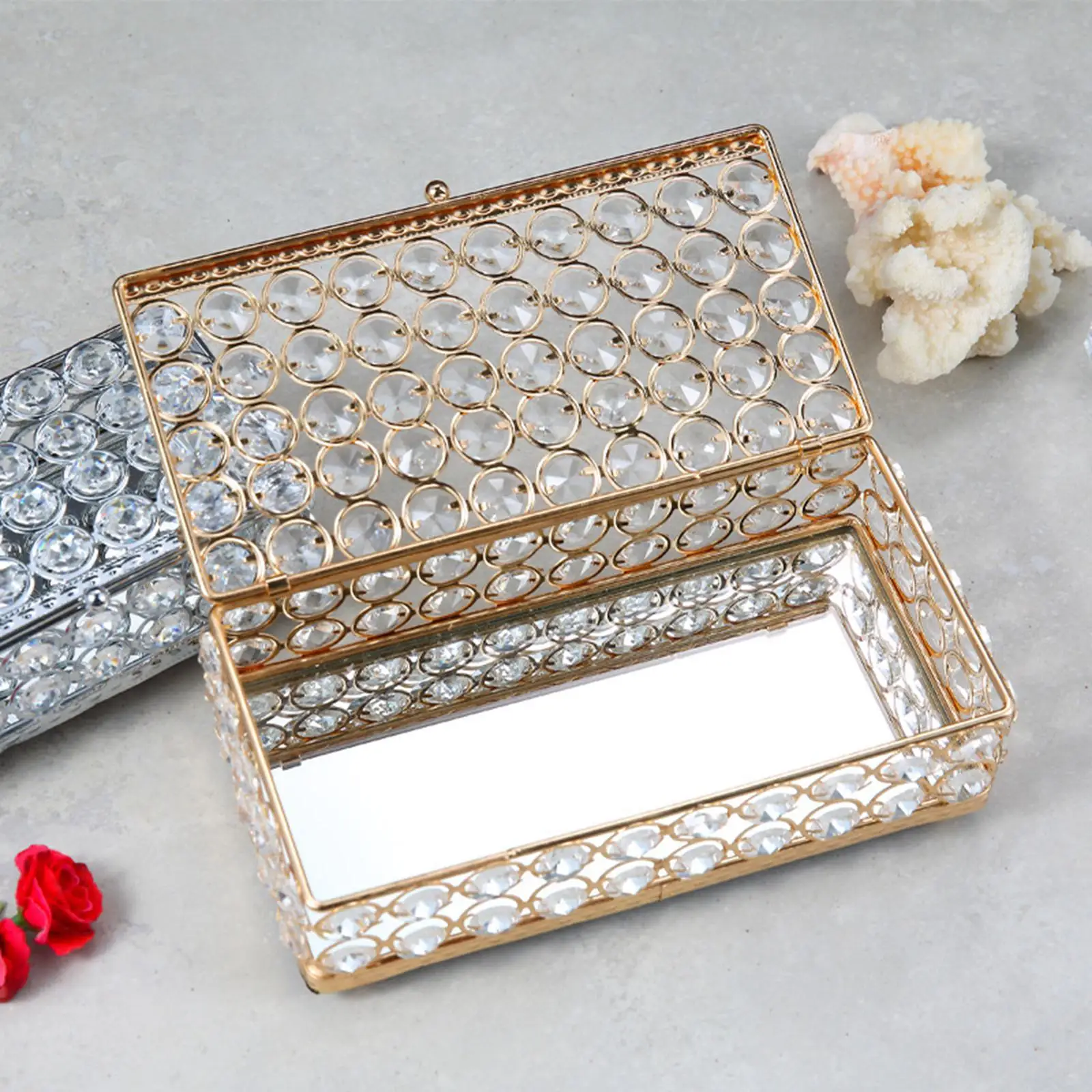 Jewelry Box Cosmetic Organizer Box Rings Case Elegant Earrings Rings Box for Bangles Bracelets Hairpin Necklaces Headwear