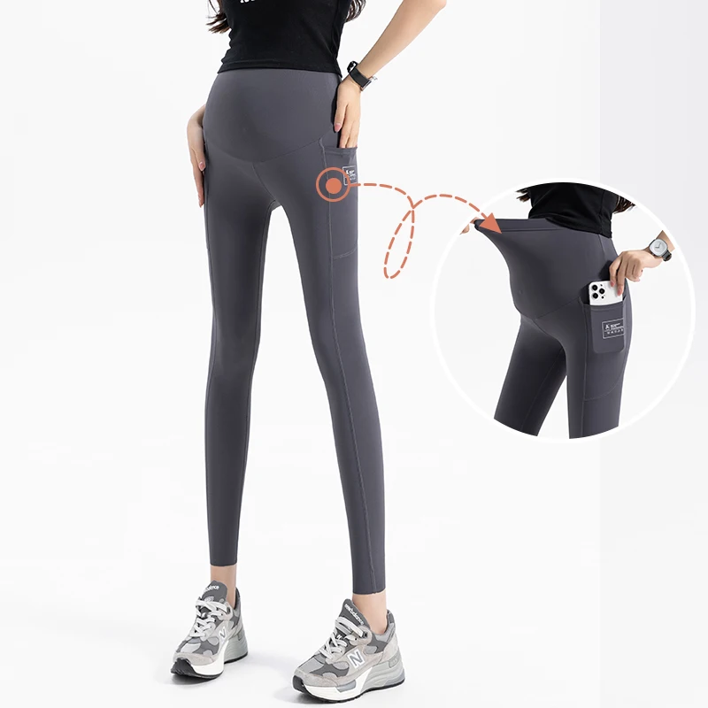 Pregnant Woman Adjustable Leggings Maternity Leggings Pregnancy Pants High Waist Clothes Fitness Tights Side pockets Yoga Pants