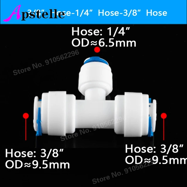Apstelle RO Water Hose Connection Straight Elbow Tee Cross1/4" 3/8"Coupling Plastic Quick Pipe Fitting Reverse Osmosis Connector
