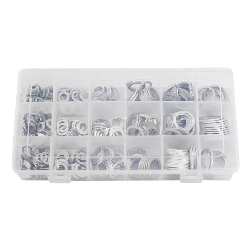 Aluminum Flat Gaskets Washers Assorted Gasket Metal Sealing Washer Assorted Aluminum Sealing Rings 200/280/450Pcs washer gasket set,washer gasket,aluminum washers,washer seal set