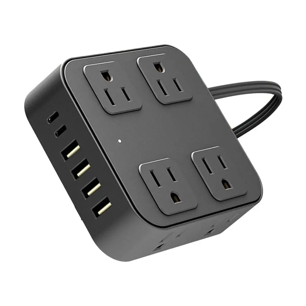 Flat Plug USB Ports Plug Strip 6 USB Ports 8 AC Outlets Supports Multiple Devices Extender US Standard Socket Strip Safe