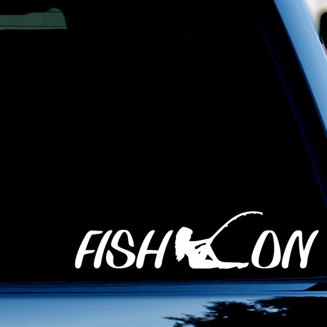 8*3 Fish On Girl Chick Fly Fishing Decal Car Truck Boat Bumper Window  Sticker - Car Stickers - AliExpress