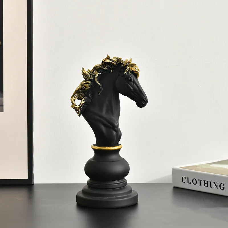 Xadrez criativo decoração de casa resina animal cavalo estátua desktop  decoração luxo sala estar decoração acessórios