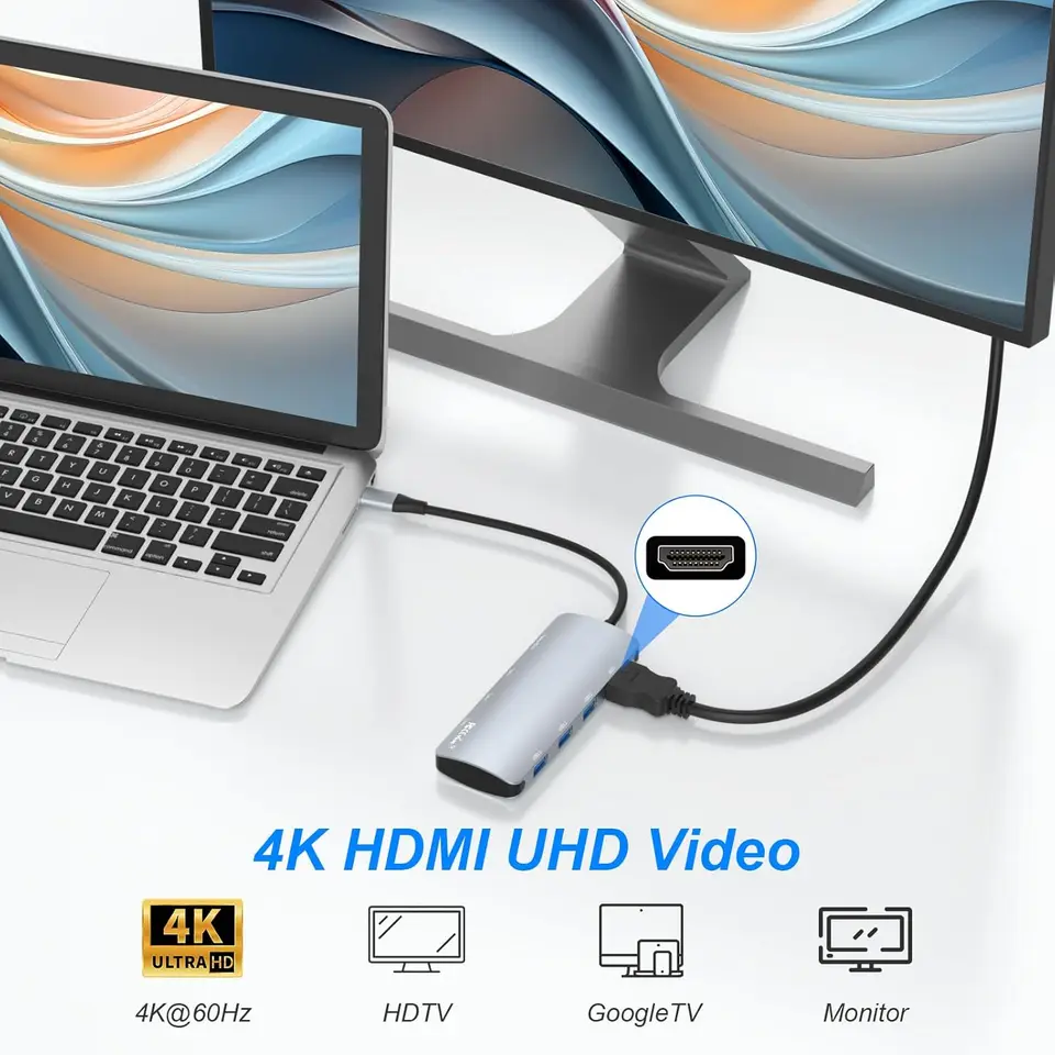 Adattatore multiporta USB C Hub 10 Gbps con HDMI 4K USB C 3.2 Gen 2 compatibile con MacBook Pro/Air Chromebook Altri laptop USB C  7