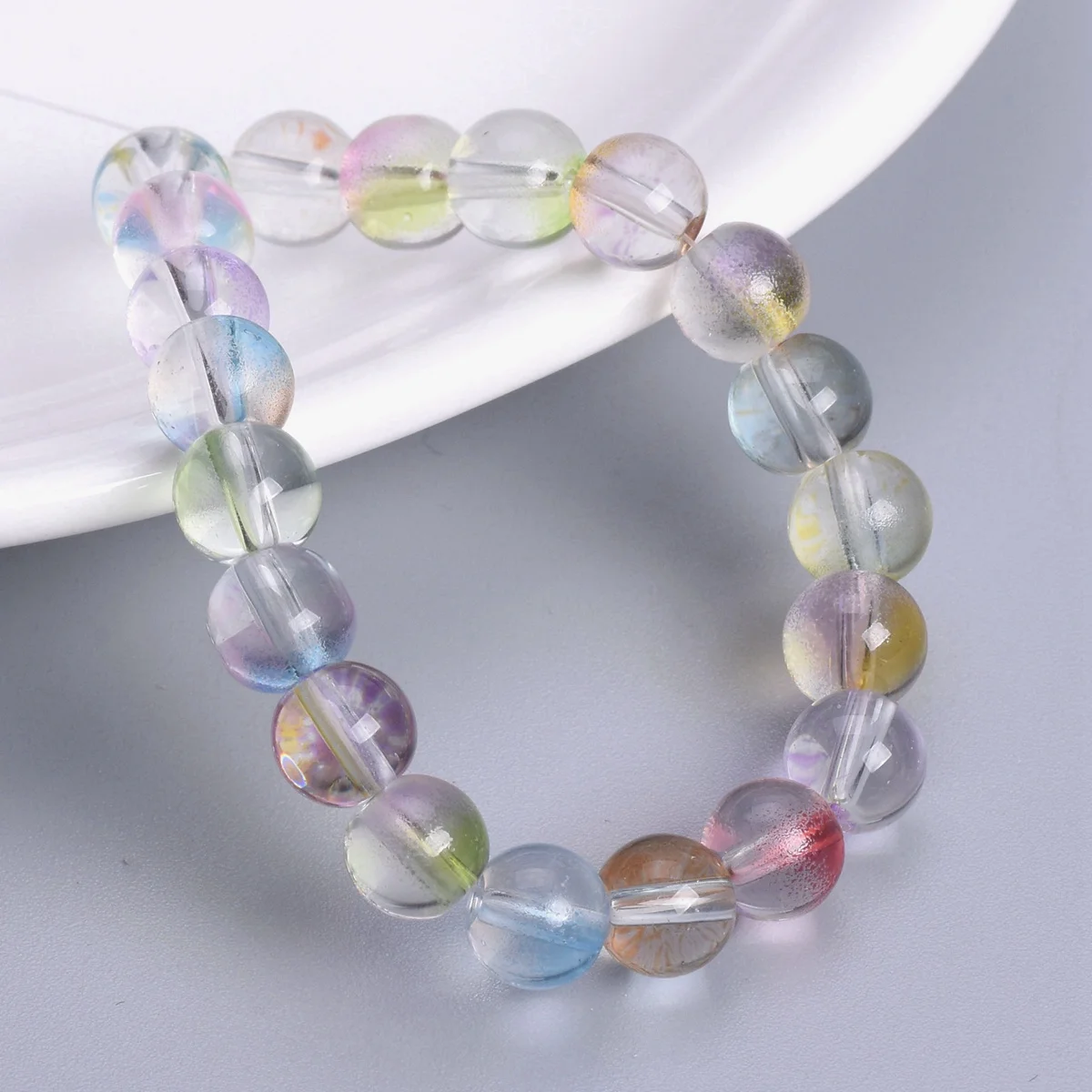 8mm 10mm Round Color Painting Crystal Glass Loose Beads Lot For