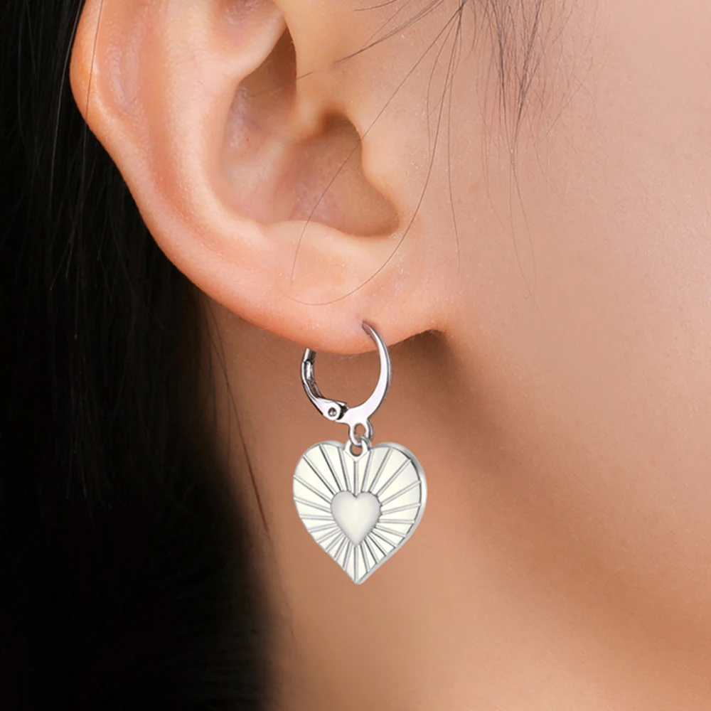 Hoop Earrings My Shape Heart Earrings Stainless Steel Women Vintage Gold Color Love Heart Drop Hoop Earrings Wedding Valentine Jewelry Gifts