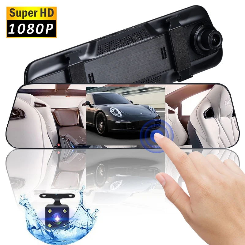

Car DVR Mirror Video Recorder 1080P Touch Screen Dashcam Dual lens Streaming Driving Recorder Rear View Camera Dash Cam 4.5 Inch