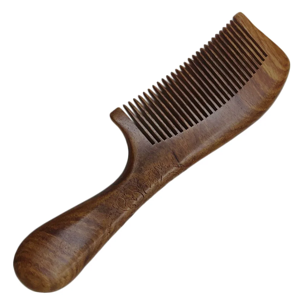 

Gift for Friends Simple Hair Comb Round Handle Gifts Massage Bamboo Smooth Wood