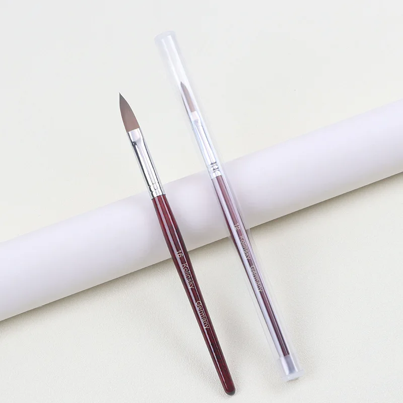 Kolinsky Acrylic Nail Art Brush Wood Handle Nail Art Mink Brush Gel Builder Nail Tools Manicure Brush Drawing Tools Size 4-14 4