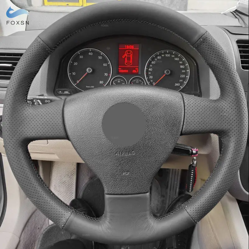 

Косички на руль для VW Old Golf 5 (V) MK5 Polo Jetta Tiguan Sagitar Touran Caddy Автомобильный руль черный кожаный чехол