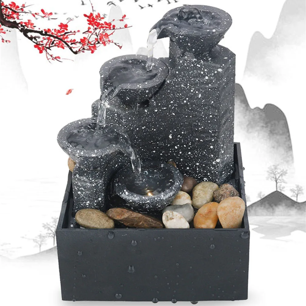 

Desktop Waterfall Decor Flowing Water Ornaments Desktop Fountain Wheel Water Vessel Ornament Living Room Office Decor