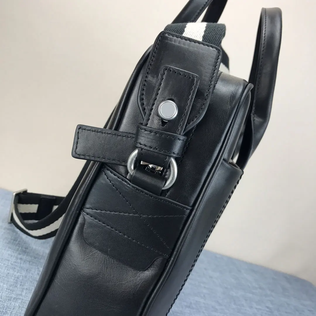 Fashion B Style Briefcase Bag Leather Shoulder Handbag Men's Business Causal Cowhide Large Capacity Document Men Handbag